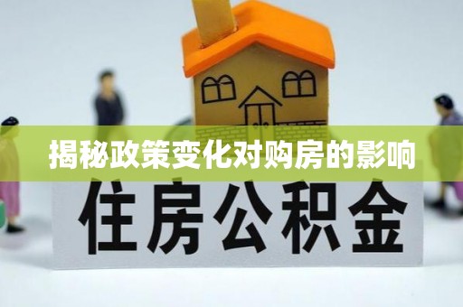 寿丰揭秘政策变化对购房的影响